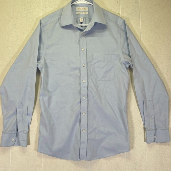 Men Small 15.5/33‎ Gold Label Raintree & Yorke Slim Fit Non-Iron Dress Sky Blue - Picture 1 of 9